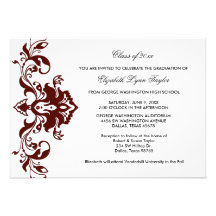 Burgundy Red Graduation Announcement Burgundy Red