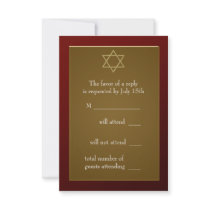 Burgundy Red Star of David Bar Mitzvah RSVP Custom Invites