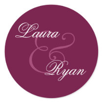 BURGUNDY SILVER PINK Monogram Wedding Sticker