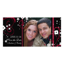 Burgundy Swirl Save the Date Wedding Photo Cards