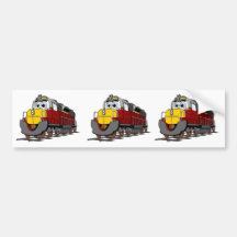 Burgundy Train Engine Cartoon Bumper Sticker