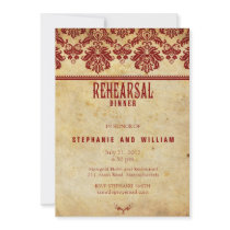 Burgundy Vintage Lace Rehearsal Dinner Card