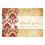 Burgundy Vintage Swirl Wedding Thank You Card Invite
