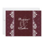 Burgundy Wine & White Damask Wedding Invitation
