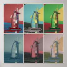 Burj Al Arab Hotel Dubai pastel pop art Print