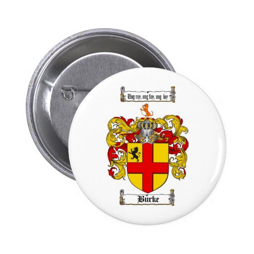 BURKE FAMILY CREST -  BURKE COAT OF ARMS PINBACK BUTTON