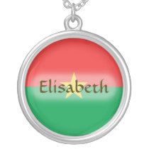Burkina Faso Flag + Name Necklace