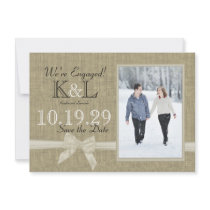 Burlap and Bow Rustic Country Save the Date Announcement