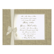 Burlap and Bow Rustic Wedding Custom Invitations