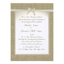 Burlap and Bow Rustic Wedding Custom Invites