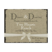 Burlap and Bow Wedding Reception Custom Invites