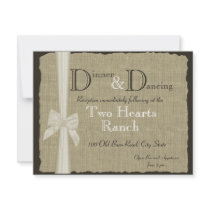 Burlap and Bow Wedding Rustic Reception Custom Announcement