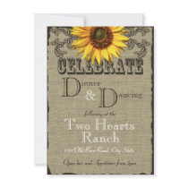 Burlap and Sunflower Dinner and Dancing Announcement