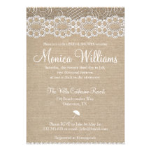 Burlap and Vintage Lace Bridal Shower Invitation