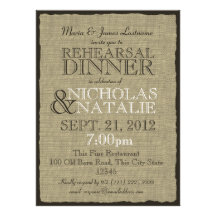 Burlap Look Rehearsal Dinner Personalized Invite