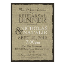 Burlap Look Rehearsal Dinner Personalized Invites