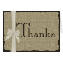 Burlap Look Thank You Greeting Card