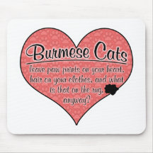 Burmese Paw Prints Cat Humour Mousepads