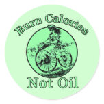 Burn Calories Not Oil Bicycle Products Round Stickers