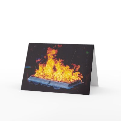 Burning Cake in New York City park Greeting Cards by proudfrs