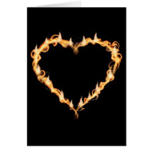 Burning Heart of Fire Black Dark Love Graphics Greeting Card