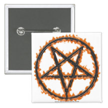 Burning Inverted Pentagram Pinback Button