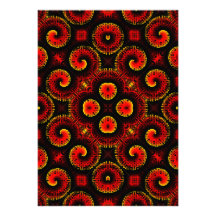 Burning Red Magma Waves Big Paper Cut Out Custom Invitations