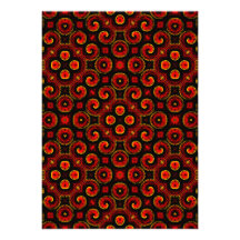 Burning Red Magma Waves Small Paper Cut Out Invitations