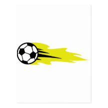 burning soccer ball post cards