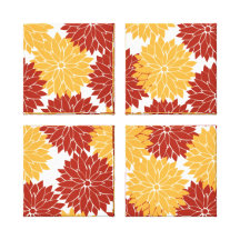 Burnt Orange and Orange Flower Blossoms Floral Canvas Prints