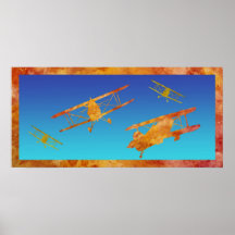 Burnt Orange Biplanes Poster
