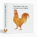 Burnt Orange Rooster 3 Ring Binders