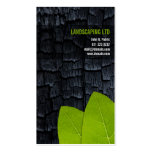 Burnt Wood Green Leaves Landscaper Business Cards business cards