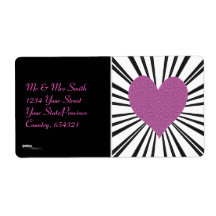 Burst Of Love (Pink on Black) Personalised Shipping Labels