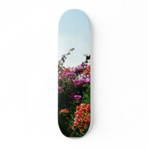 Bush With Purple Red And Orange Flowers Skateboard Deck