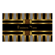 Business Card Black Gold Grey Stripe