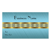 Business Card Blue Fabric Frayed Gold Trim