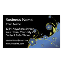 Business Card Blue Floral Dark business cards