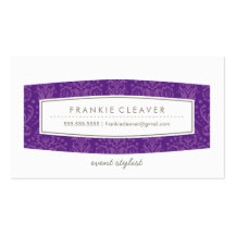 BUSINESS CARD cute damask pattern panel purple