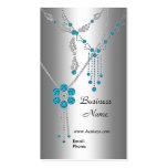 Business Card Elegant Blue Jewels on Silver