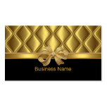 Business Card Elegant Gold Bow Tile Trim Black