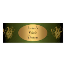 Business Card Khaki Gold Floral Skinny