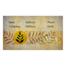 Business card  leaves on natural brown background