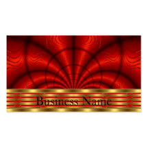 Business Card Red Fabric Rolls Gold Trim