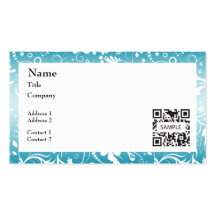 Business Card Template Blue/White Floral Border