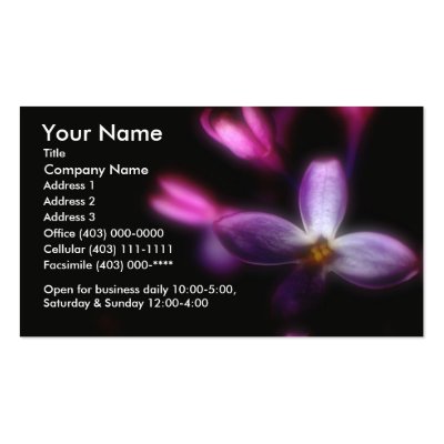 Business Card Template ~ Lilac Floral Photograph by JayneLogan