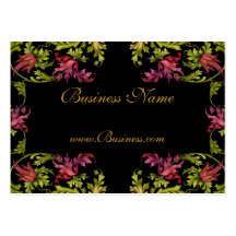 Business Card Vintage Floral Frame Black Gold Pink
