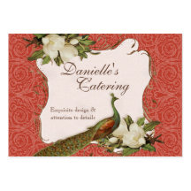 Business Cards - Peacock Magnolia Floral Damask