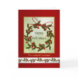 Business Christmas Customers - Holly Wreath Cards
