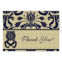 Business Logo Thank You Indigo Swirls Navy Taupe Cards